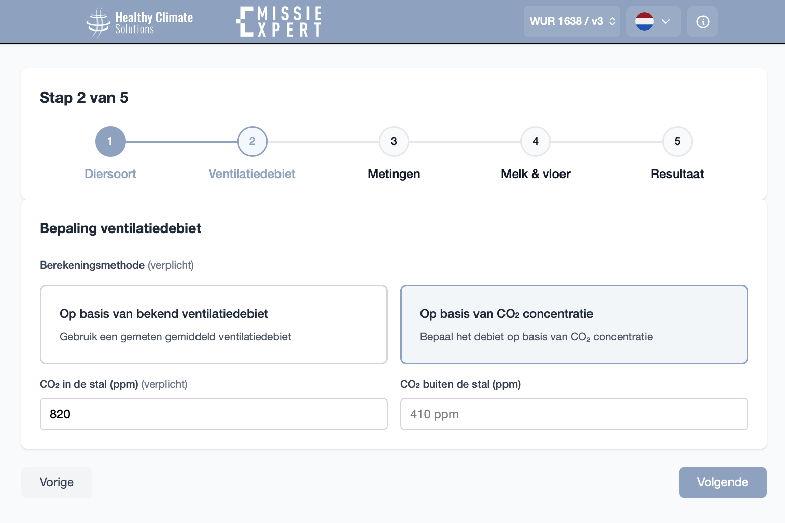 EmissieXpert emissieberekening - Stap 2