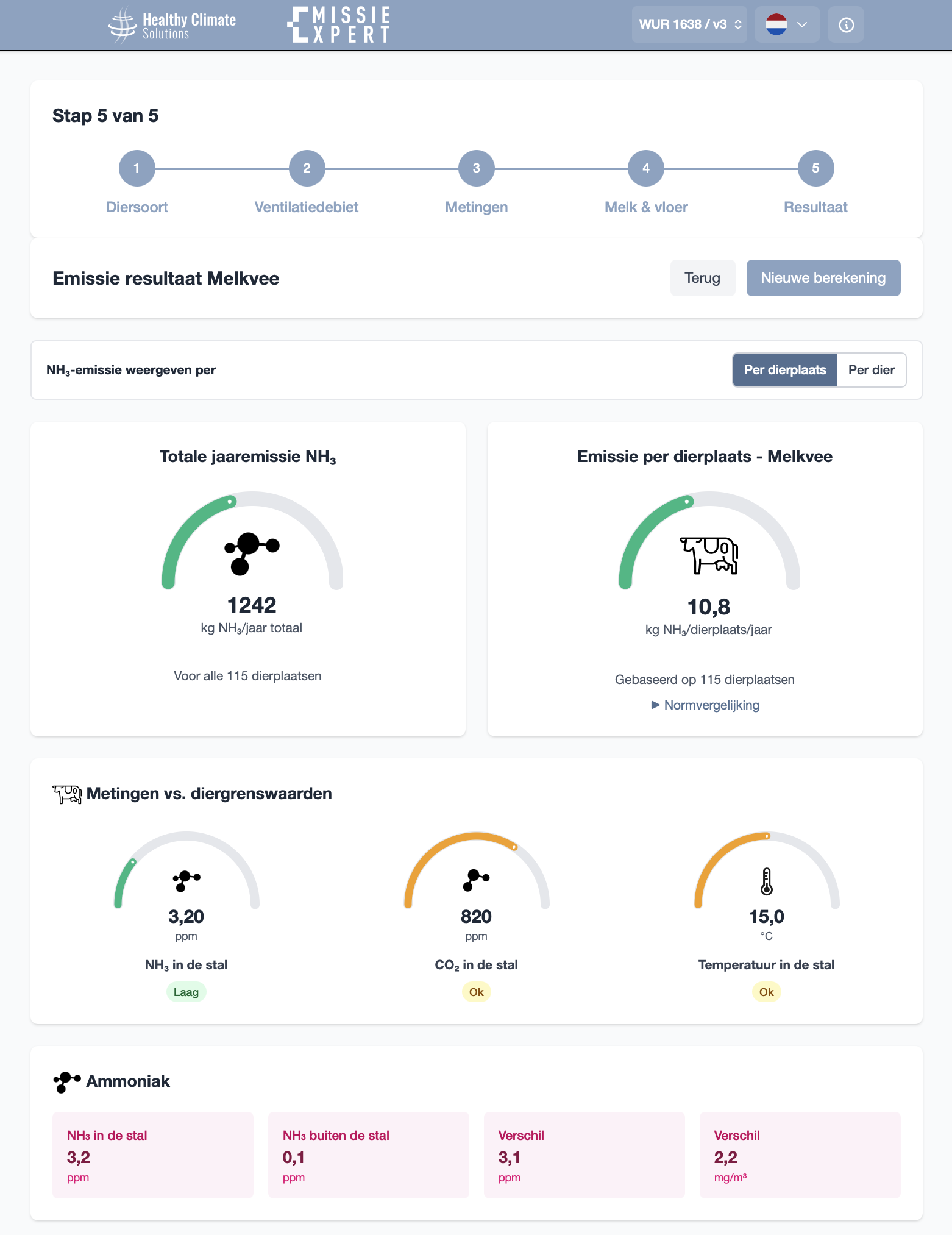 EmissieXpert emissieberekening - Stap 5 Resultaat A